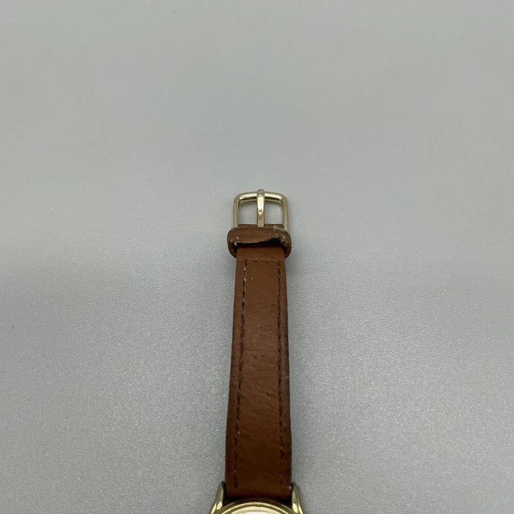 Vintage Timex Womens Watch 24mm Moon Phase Date Brown Leather New Battery